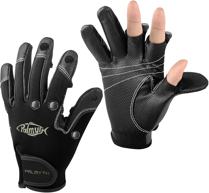 Palmyth Neoprene Fishing Gloves for Men and Women 3 Cut Fingers Flexible Great for Photography Fly Fishing Ice Fishing Running Touchscreen Texting Hiking Jogging Cycling Walking