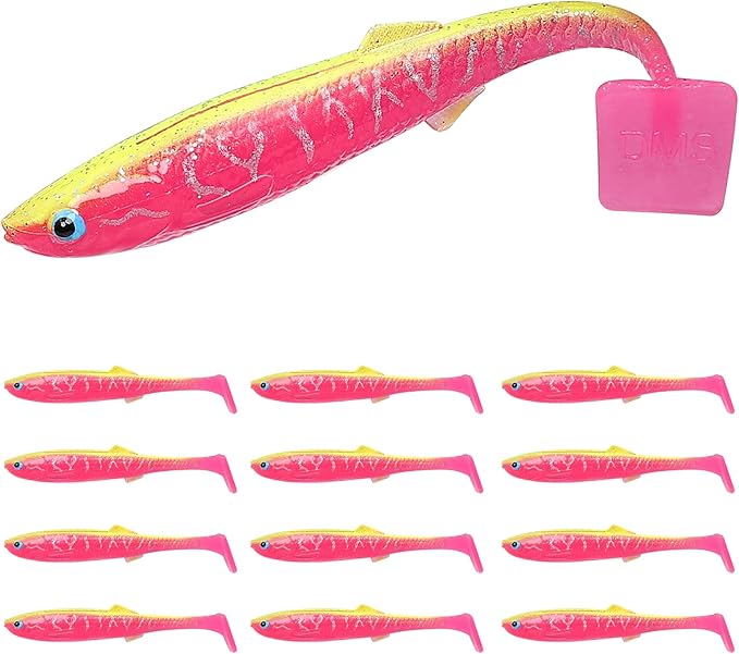 TRUSCEND Shadtale Easy Catch Soft Fishing Lures with BKK Hooks - Trembly Sinking and Vibrating Swim for More Bites, Pre-Rigged Swimbaits for Bass, Trout, Crappie, Walleye, Freshwater Saltwater Fishing