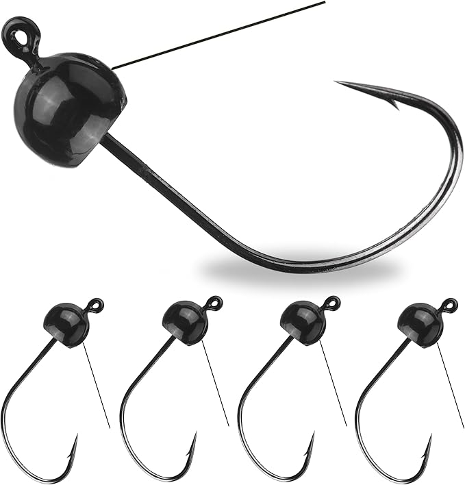 Reaction Tackle Tungsten Wacky Jig Heads - 5-Pack for Bass Fishing Jigs, Weedless Option Wacky Worm Hook - Finesse Jig for Soft Plastics