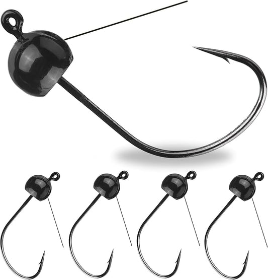 Reaction Tackle Tungsten Wacky Jig Heads - 5-Pack for Bass Fishing Jigs, Weedless Option Wacky Worm Hook - Finesse Jig for Soft Plastics