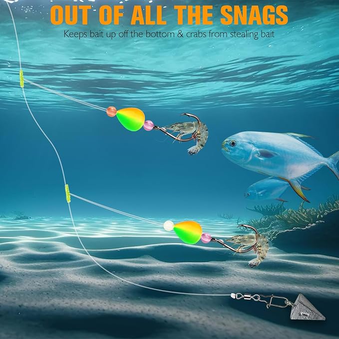Dovesun 220/104/80/60/54/52/42pcs Pompano Rig Floats for Surf Fishing Foam Bobbers for Fishing Fly Fishing Bobbers Floats Bright Color Kit/Round/Cylindrical/Heart/Bullet/Pill/Spin Shape