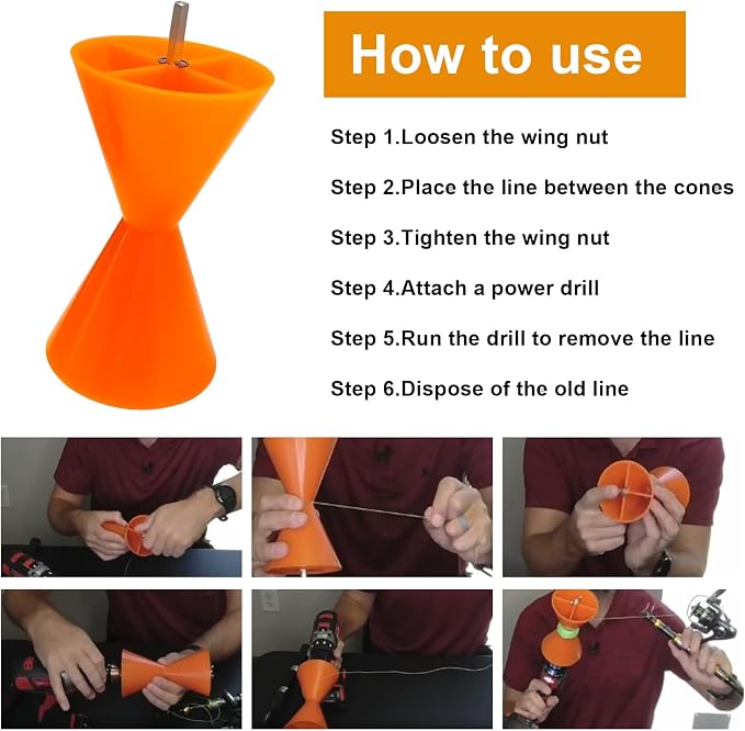 Fishing Line Stripper,Remove Fishing Line Quickly,Drill-Powered Line Stripping Tool,Stripper Removes Strip Line Fishing Reel Accessories,Compatible with Most Drills
