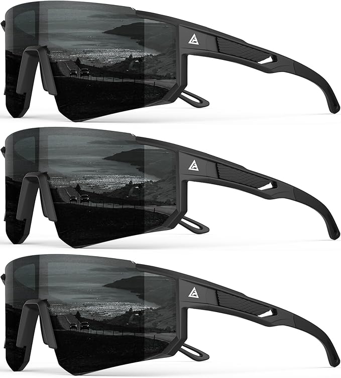 Polarized Sports Sunglasses for Men Women, UV400 Protection Mens Sunglasses Wrap Around Sun Glasses for Cycling Running
