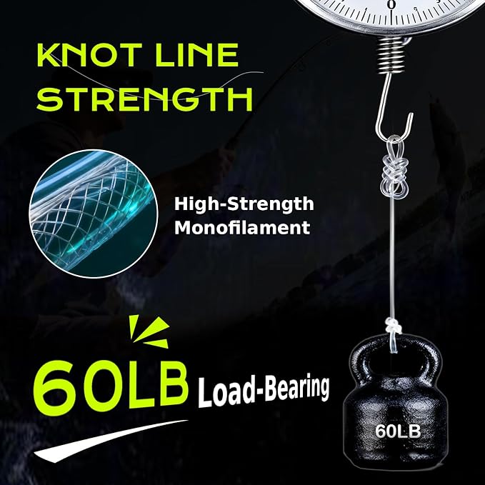 Pre-Tied Dropper Loop Knots Fishing Line, 80 Knots Monofilament Leader with 5.5" Loop Diameter & 18" Spacing, Saltwater & Freshwater Fishing Knots Line for Sea Bass, Snapper, Cod
