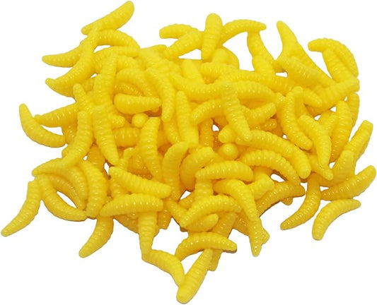 Fake Maggots Soft Worm Tipped Lure Wax Worms for Fishing or Pranks, Ice Fishing Lures Baits Perfect for Crappies Sunfish Catfish Bream Blue Gills Perch Trout Worms