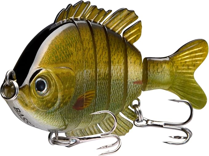 BASSDASH SwimPanfish Multi Jointed Panfish Bluegill Swimbaits Hard Topwater Bass Lures Fishing Lure Crank Saltwater 3.5in/0.85oz,Pack of 4