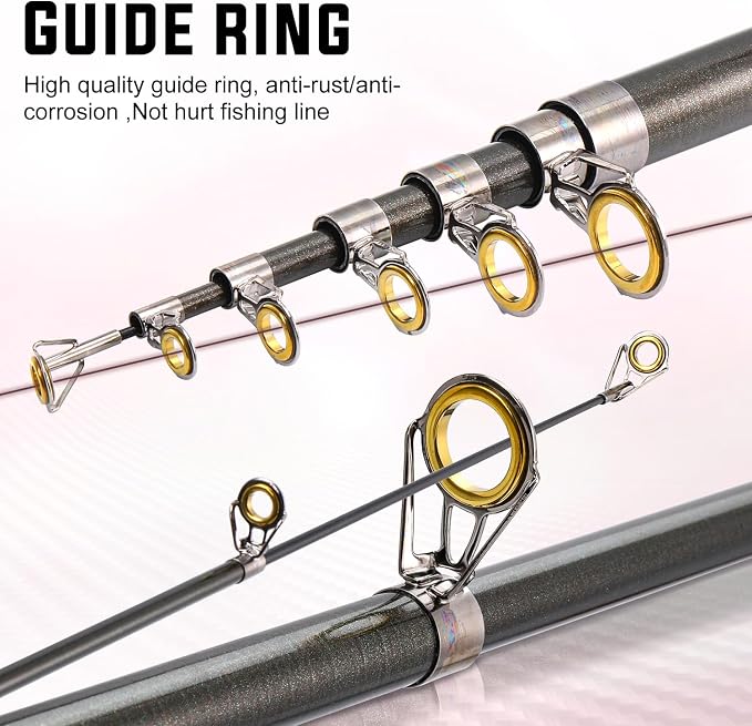 Sougayilang Portable Telescopic Fishing Rod with Carbon Fiber Material and Precision Carved Reel Seat - Suitable for Saltwater and Freshwater Fishing