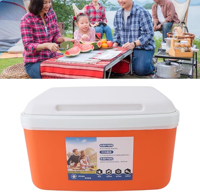 Insulated Portable Cooler Efficient Warm Cold Insulation Portable Hard Cooler Box Ice Cooler for Camping Picnic Beach Drink Beverage Fishing