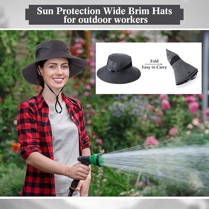 Xtinmee 10 Pcs Bucket Hat Bulk Safari Hat Wide Brim Boonie Hiking Fishing with Chin Strap for Women Men Adult Summer