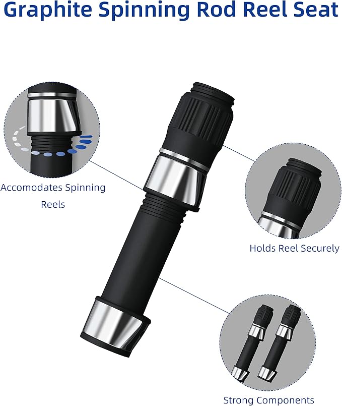 BLUEWING Spinning Reel Seat 18.3mm, 20.3mm Long Nut Rod Building for Fishing Handle Reel Black
