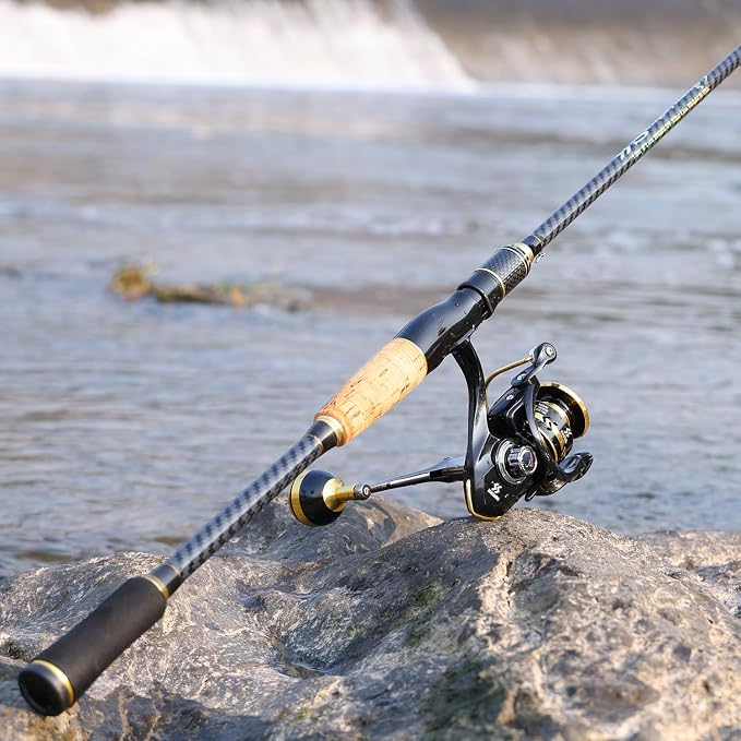 Sougayilang Fishing Rod 24-Ton Carbon&Glass Fiber Composite Spinning and Casting Rod, 2 Piece for Bass Trout Crappie Travel Fishing- 6'0"