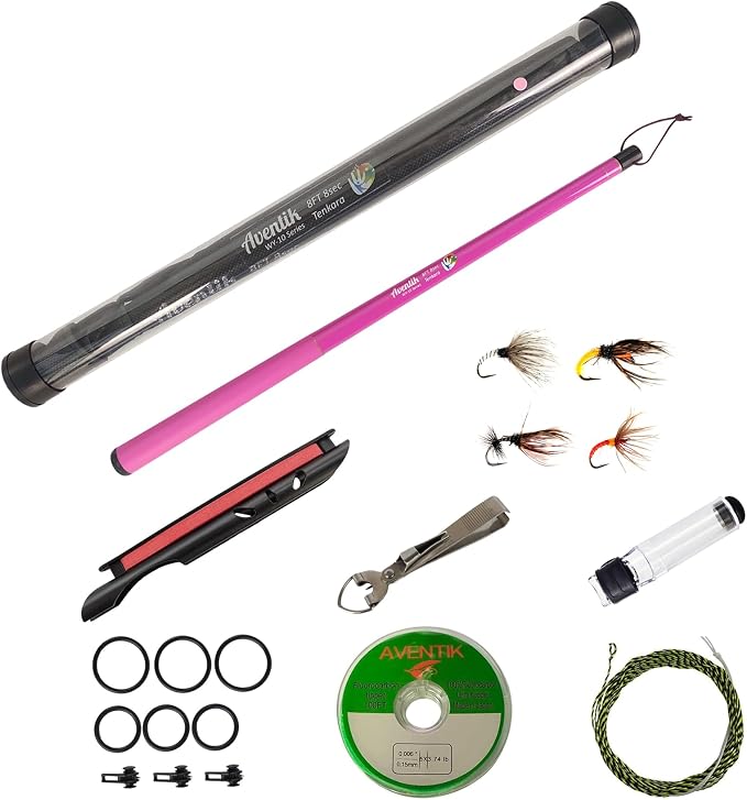 Aventik FreshStart Tenkara Rod in 7ft/8ft,Action 7:3 Complete Beginner Tenkara Rod Kit, 24T Carbon Fiber, Easy to Cast Flexible Durable Lightweight and Compact