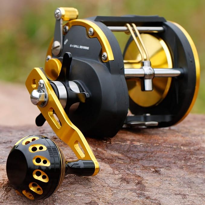 Burning Shark Towing Spool Sole Level Wind Reels, Pull Reels Boat Fishing Fishing Ocean for Sea Bass Salmon (STC30)