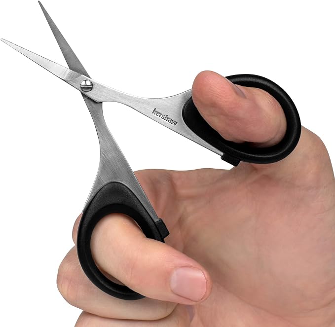 Kershaw Skeeter 3 Precision Fine Tip Scissors, Black, Stainless Steel Blades, Multi-Purpose Scissors for Fly Tying and Trimming, for Cutting Deer Hair, Wire and Tinsel