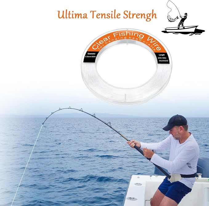 Clear Fishing Line Wire 755 ft, Invisible Monofilament Fishing Line Wire, Nylon String for Hanging Balloons Garland Crafts Picture Decorations, Clear String Threads Cords WUINOID