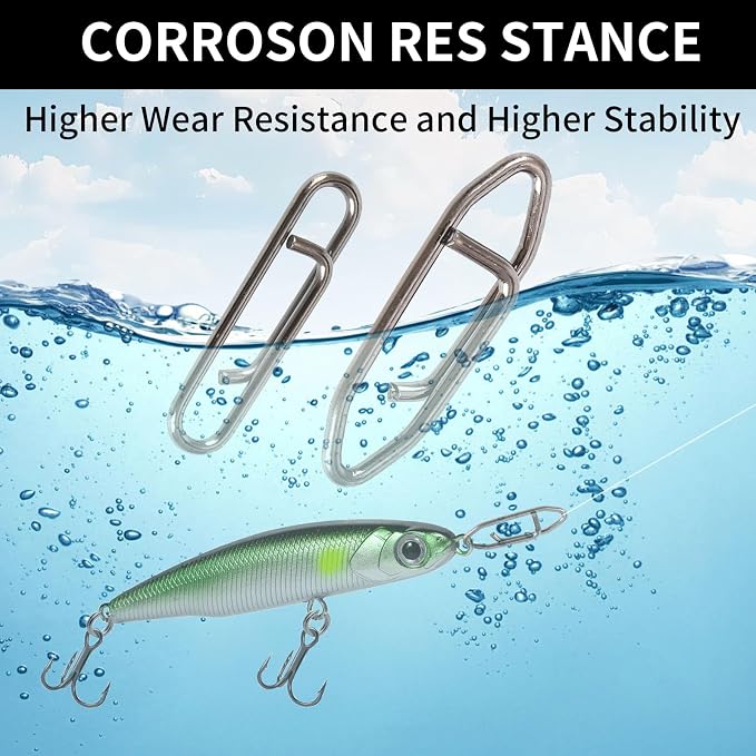330pcs Speed Clips for Fishing Lures, Fishing Clips Quick Change Speed Clips for Freshwater Saltwater Crankbait Popper Lures Fast Link Snap Connector