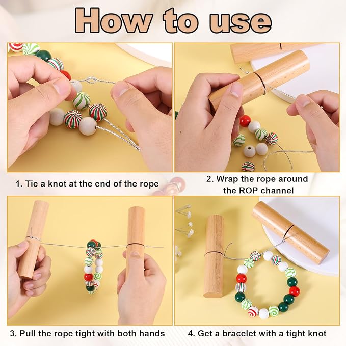 2pcs Tightening Knot Grippers, Knot Grippers Tool for Silicone Beads Tightening Knots Puller Wood Gripper for Beads Wristlets Keychains Bracelets