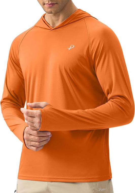 Pudolla Men's Sun Protection Hoodie Shirts UPF 50+ Rash Guard SPF Long Sleeve Fishing Shirt for Men Swim Hiking Boating