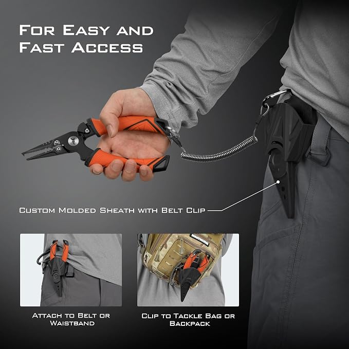 KastKing Paradox Fishing Pliers, Angled Fish Lip Gripper, Saltwater Resistant 420 Stainless Steel Fishing Tools, Fishing Pliers Hook Remover with Ergonomic Handle, Fishing Gifts for Men