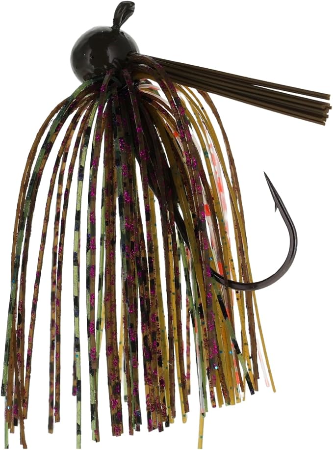 Reaction Tackle Football Jigs for Bass Fishing - Weedless Bait Design/Foot Ball Jig Head/Fishing Lures and Silicone Skirt - Also Pike, Walleye and Muskie and More (3-Pack)