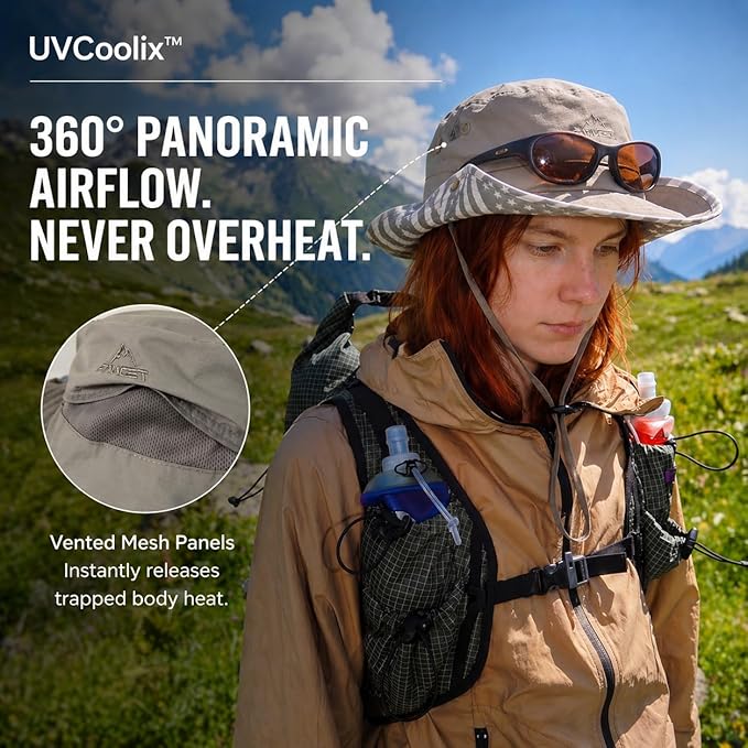 TOP-EX UVCoolix™ Cooling Touch Breathable UPF50+ Waterproof Wide Brim UV Protection Sun Hats Big Head XL XXL
