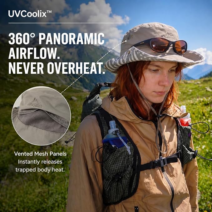 TOP-EX UVCoolix™ Cooling Touch Breathable UPF50+ Waterproof Wide Brim UV Protection Sun Hats Big Head XL XXL
