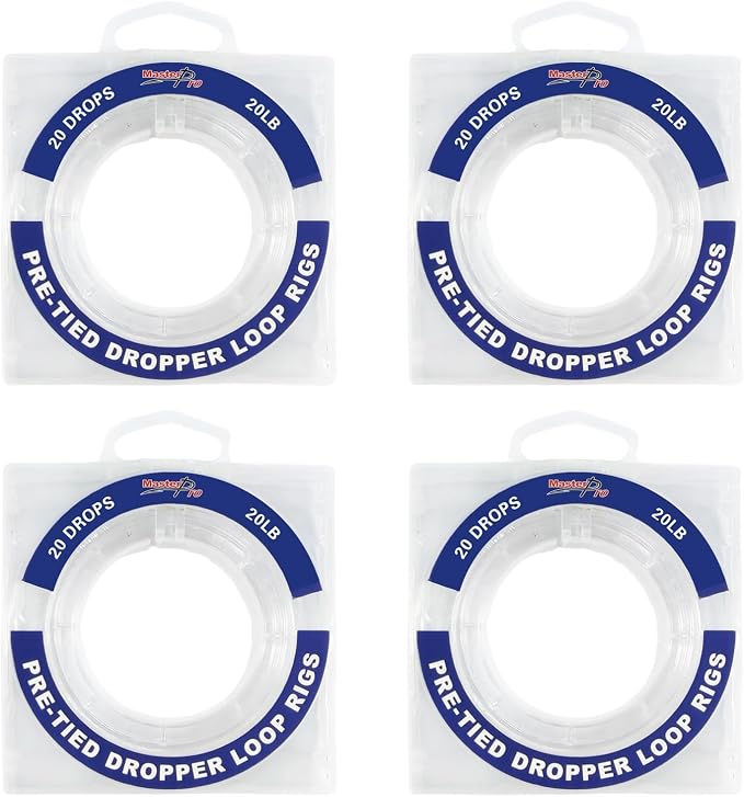 MASTERPRO Pre-Tied Dropper Loop Rigs, Fishing Line Spool 10LB 15LB 20LB 30LB 40LB 50LB 60LB 80LB 100LB, Suitable for Saltwater Freshwater Fishing