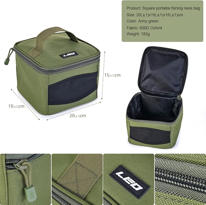 Conskyee Fishing Reel Case, Fishing Reel Storage Bag, Oxford Cloth Square Cover Fishing Accessories Bag