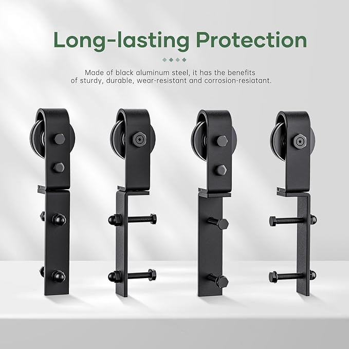 88" Bifold Sliding Barn Door Hardware Track Kit,Side Mounted Black J Shape Roller,Smoothly and Quietly,Assembly Easy,Fit Four 21" Bi-Folding Doors (Door Not Included)