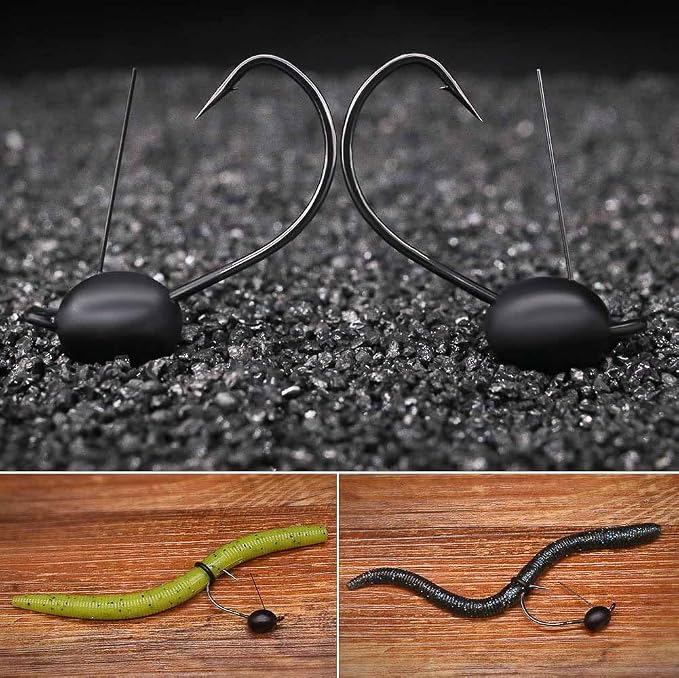 Weedless-Wacky-Rig-Hooks-Weedless-Jig-Head Worm Weights Hook for Bass Fishing 10 Pack
