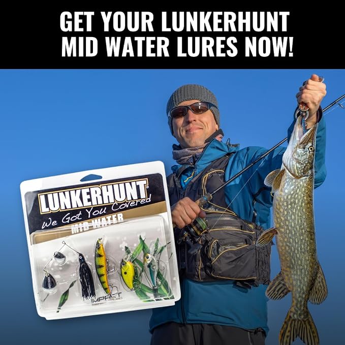 LUNKERHUNT Deep Diving Crankbaits – 4-Pack | Premium Hard Bait Fishing Lures for Bass, Walleye & Saltwater | Ideal for Deep Water Action