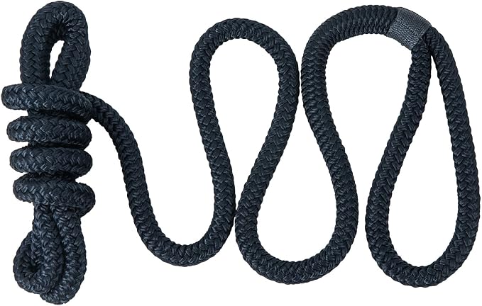 2 Pack 3/8'' x 6' Boat Fender Lines for Mooring, Docking Ties & Small Boat,Premium Marine- Grade Double Braided Nylon Boat Rope with a 5" Eyelet,Anti-Wear & Weather-Resistant-Navy Blue