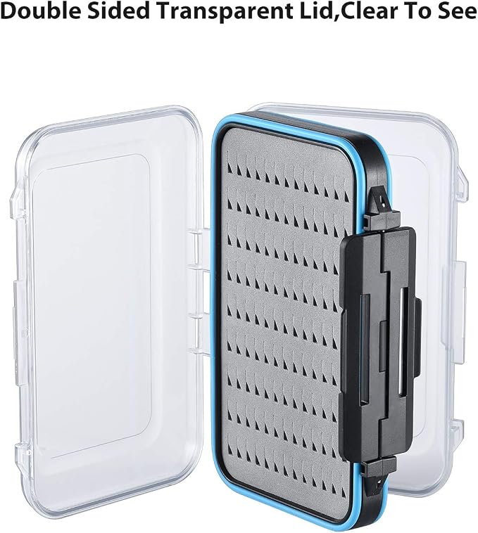 Fly Fishing Box Two-Sided Waterproof Lightweight Fly Box Easy Grip Transparent Lid Fly Fishing Lures Box Multiple Sizes