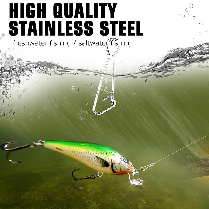 AMYSPORTS Line Connector Fishing Snap Stainless High Strength Snaps Swivels Saltwater Quick Change Fishing Snap Clip Freshwater