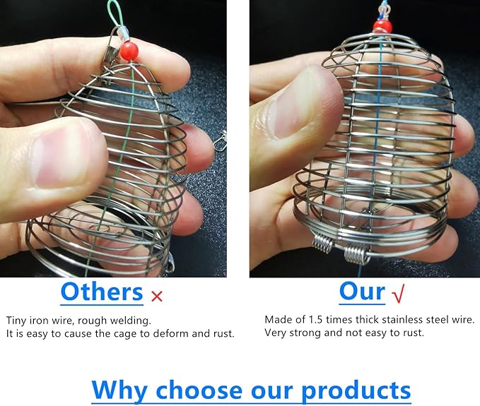10Pcs/Pk Carp Fishing Bait Trap Cage Feeder Basket Holder Coarse Lure Feeder Carp Fishing Tackle Kit,Size L/M/S Available