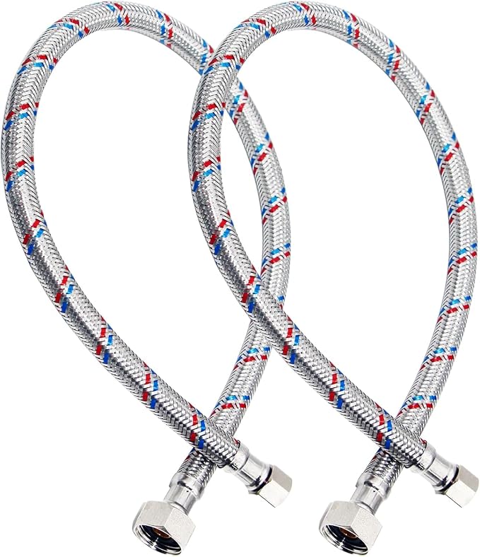 36'' Faucet Hose Connector, 3/8" Comp x 1/2" FIP Braided Stainless Steel Faucet Water Supply Lines for Bathroom Kitchen Sink Faucet 2Pcs
