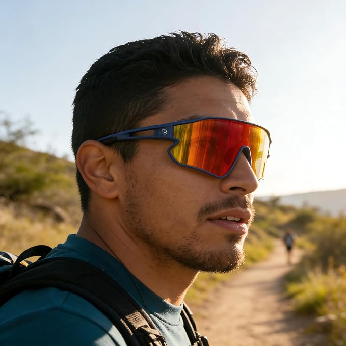 DUCO Polarized Sports Sunglasses for Men Women: UV400 Protection 24g Wrap Around Glasses for Baseball Running Hiking DC0023