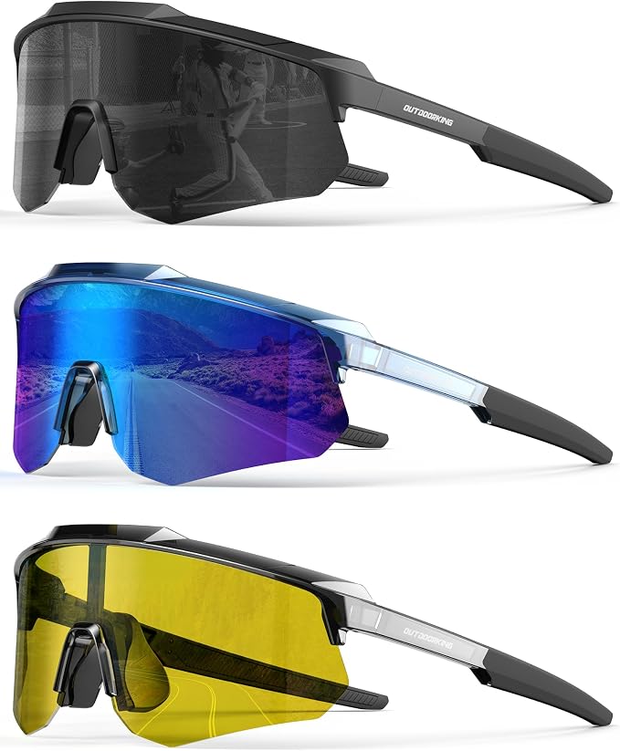 Polarized Sports Sunglasses for Men Women, UV400 One-Piece Lens Sport Shades for Baseball, Running, Cycling, Fishing