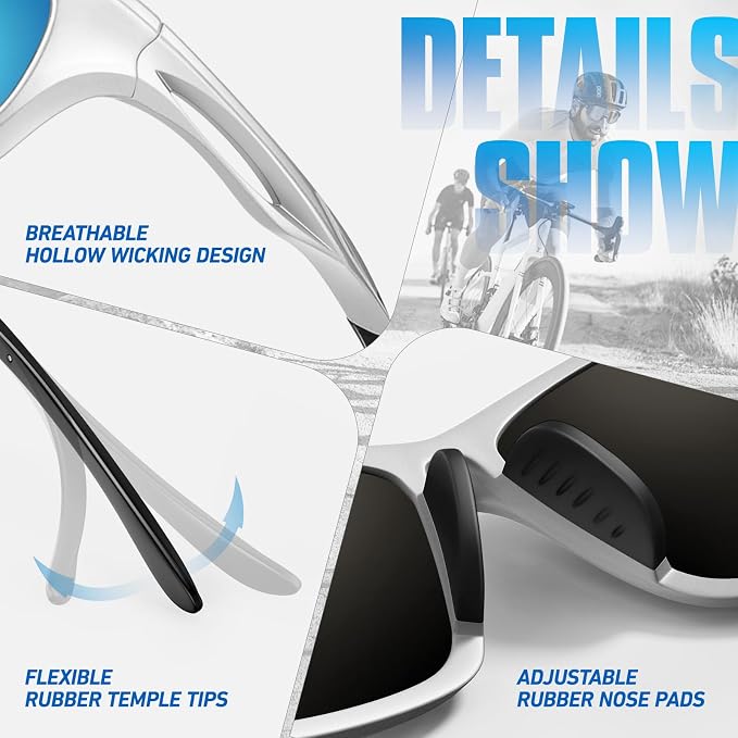 LINVO Polarized Sports Sunglasses Men Women UV400 Protection Wrap Around Goggles for Running Cycling Driving Fishing