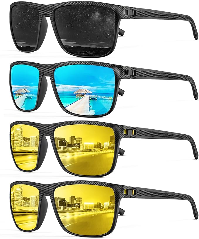 NSSIW Mens-Sunglasses Polarized Sunglasses Men : Classic Sun Glasses with UV Protection for Driving Fishing Golf 4 Packs