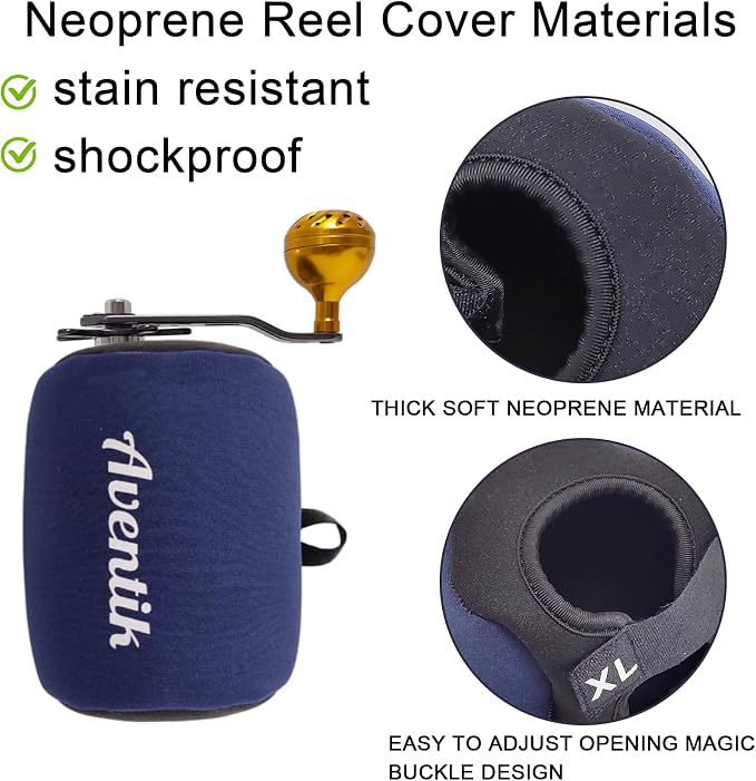 Aventik Neoprene Conventional Reel Cover Round Reel Gloves Trolling Reels Storage Reel Pouch Fits 800 1000 2000 3000 4000 5000 6000 Series Fishing Reels