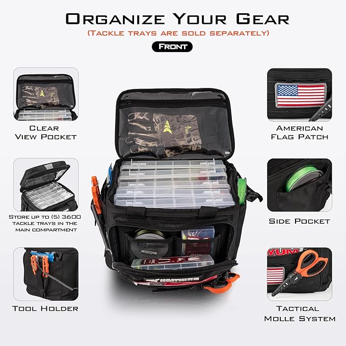 KastKing Fishing Tackle Bags - Saltwater & Freshwater Fishing Bags - Water Resistant, Padded Shoulder Strap - Gear Storage