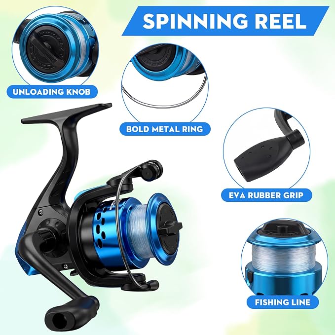 Kids Fishing Pole Set Fishing Rod and Reel Combos Ultralight Telescopic Fishing Rod+Spinning Reel+Lure Baits+Fishing Line with Mini Shark Bag for Boys Girls Youth Freshwater Saltwater