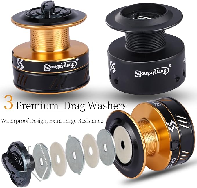 Sougayilang Carp Fishing Reel 13+1 Stainless Steel BB Bait Feeder Spinning Reel for Freshwater and Saltwater