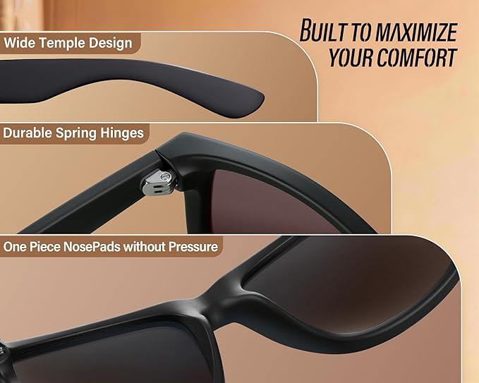 Polarized Sunglasses for Men & Women, Lightweight Driving Sunglasses for Fishing, Golf, Sports, UV400 Protection