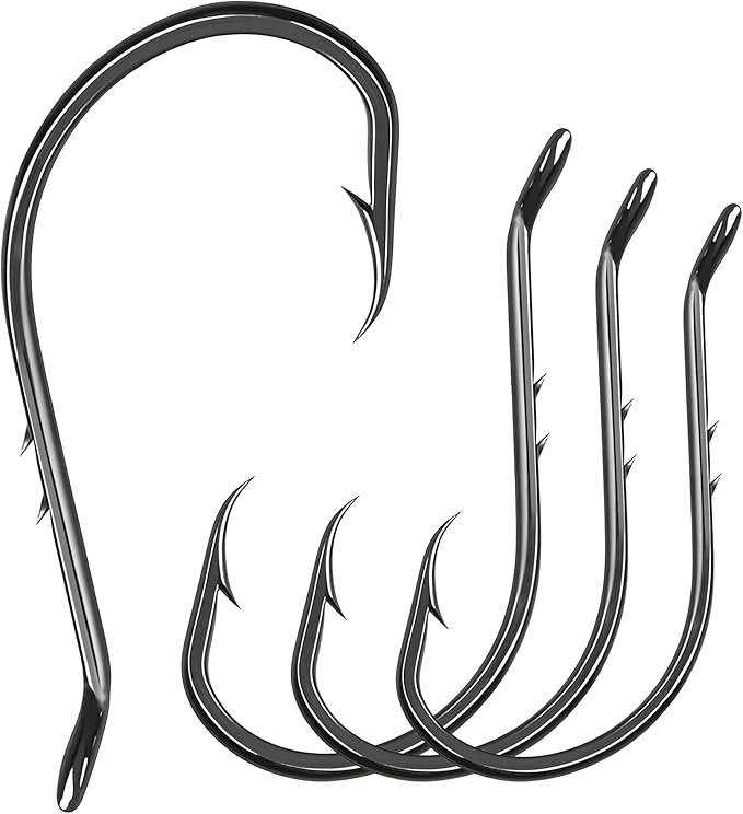 9KM DWLIFE Octopus Hooks 50/100 Pack Double Barb Eagle Claw Fishing Hooks Corrosion-Resistant Circle Hooks for Bass, Catfish, Walleye