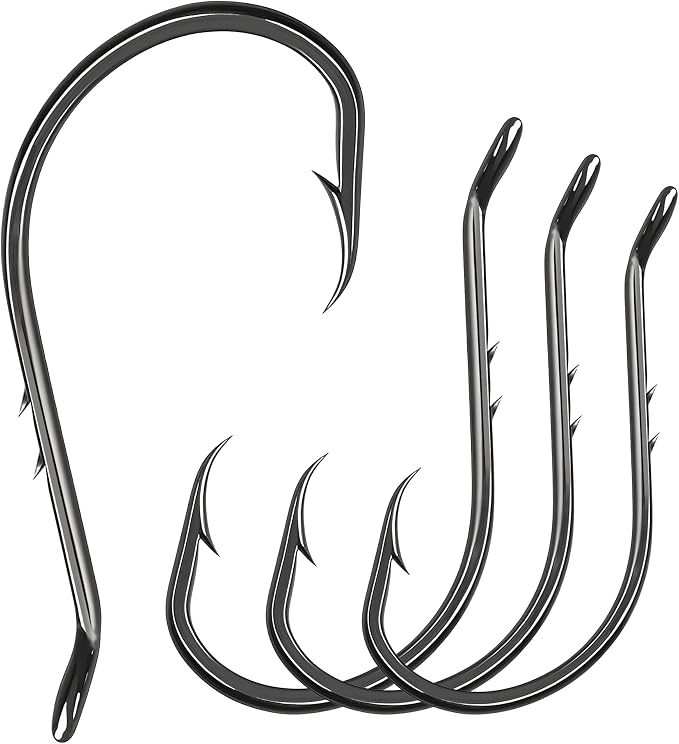 9KM DWLIFE Octopus Hooks 50/100 Pack Double Barb Eagle Claw Fishing Hooks Corrosion-Resistant Circle Hooks for Bass, Catfish, Walleye