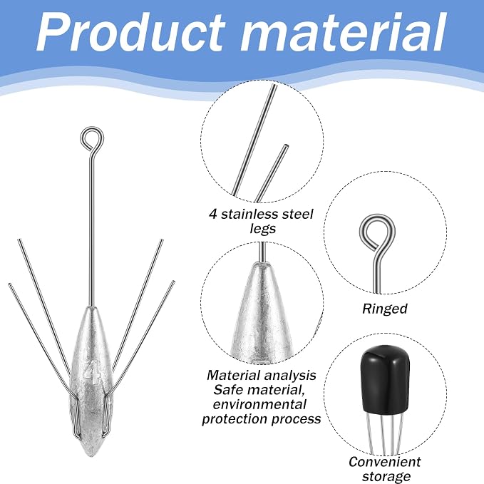 Sotiff 5 Pcs Sputnik Sinker Surf Fishing Weights Fishing Equipment Long Tail Surfing Surf Casting Sinkers Spider Weights for Catfish Near Sea Ocean Ship Breakwater Large River Beach Man Gift