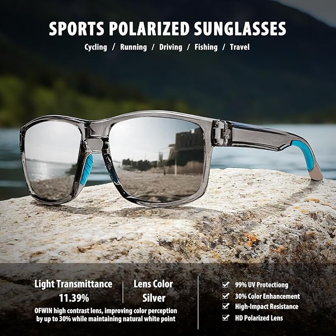 Sports Polarized Sunglasses for Men Women UV Protection Unbreakable Driving Running Fishing Hiking Sun Glasses