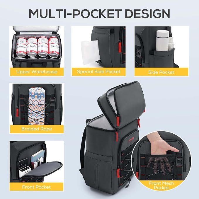 TOURIT Insulated Backpack Cooler: 30 Cans Waterproof Leakproof Soft Cooler Bag Beach Travel Picnic Camping